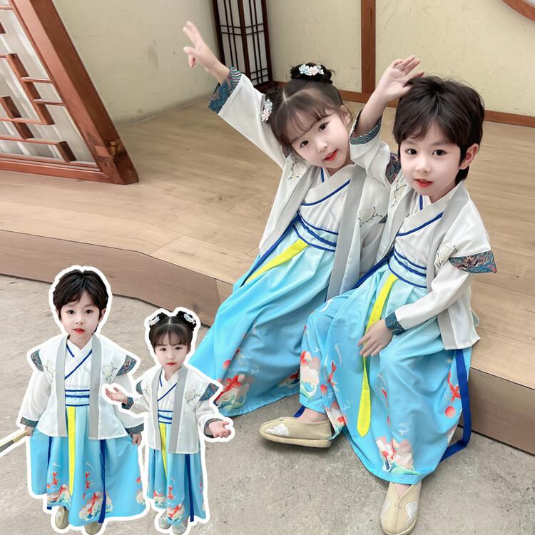 Ханфу девушка в китайском стиле тканевое летнее платье античный костюм Тан костюм супер феи платье маленькая девочка юбка русалки принцессы нижнее белье