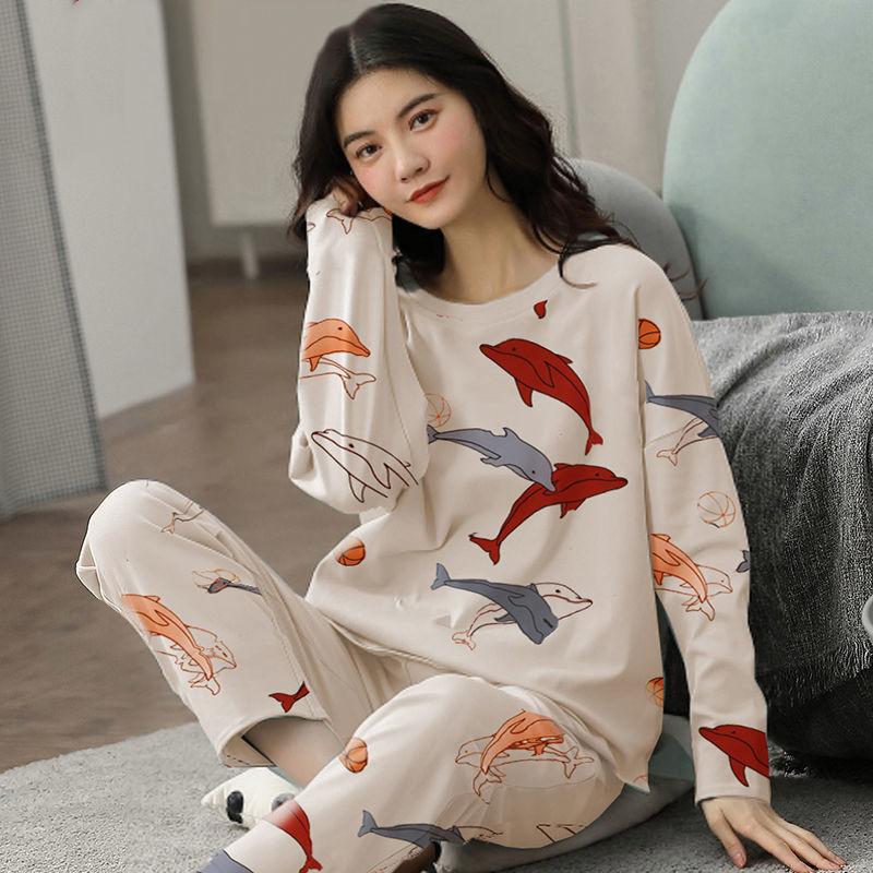 Plus Size Women's Korean Style Winter Pajamas Set, Long Sleeve Loose Fit Two-Piece Homewear, Casual Loungewear Suit for Indoor & Outdoor Wear