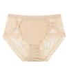 Satin Lace Mesh Court-Style Plus Size Mid-High Waist Triangle Panties for Women