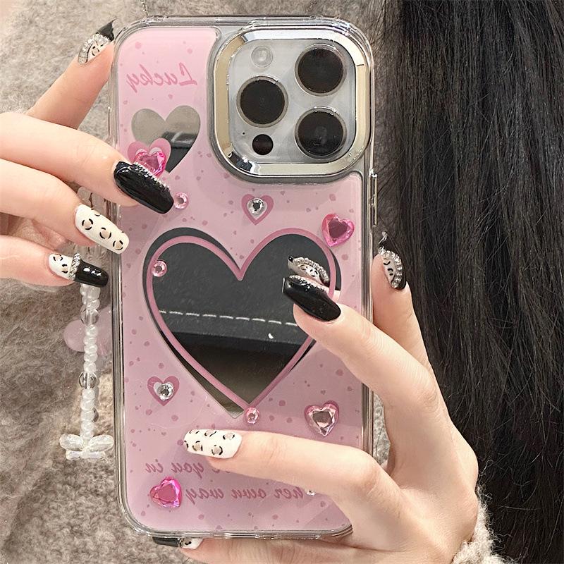 Чехол-зеркало Zhitai с цепочкой для iPhone 13/14/15 Pro Max и Apple 16