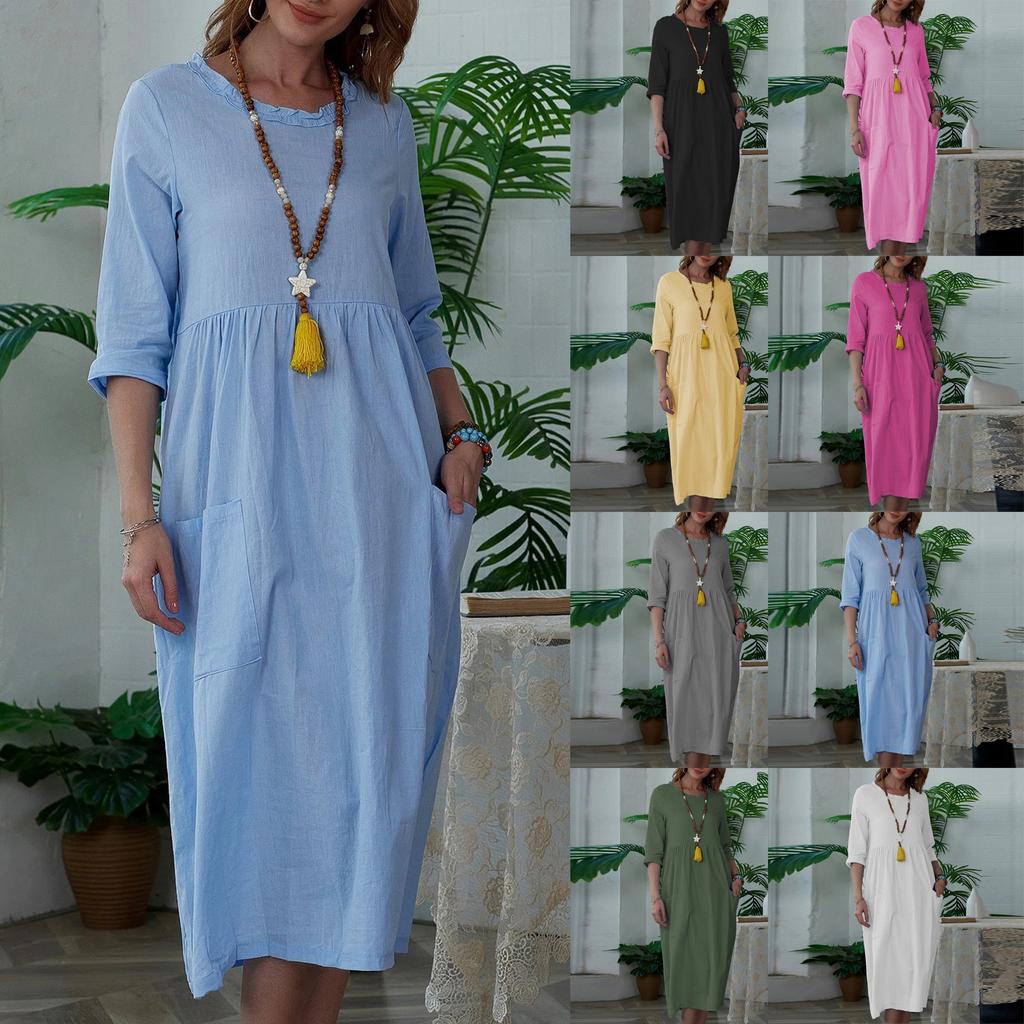 Женские однотонные нестандартные платья с воротником-рубашкой и перекрученными пуговицами, повседневные платья