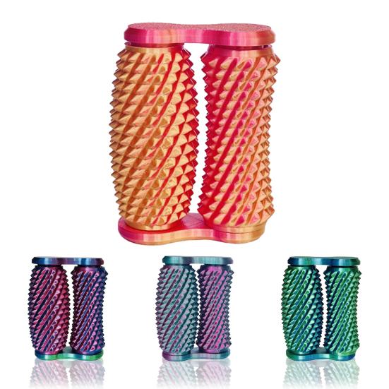 3D-печатная колючая роликовая игрушка-непоседа для снятия тревоги и стресса для детей, подростков и взрослых, ручной рельефный массажный ролик, портативный сенсорный ролик с двумя рядами