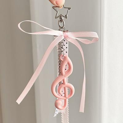 New Musical Bow Bag Pendant Pink Ribbon Sweet Accessory Pendant Pentagram Accessory Bag Charm