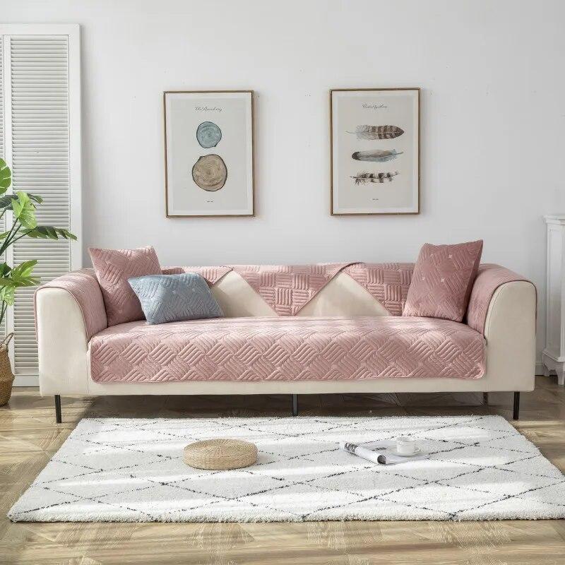 Скандинавский однотонный толстый плюшевый чехол для дивана, высокое качество, нескользящая подушка для дивана, полотенце, чехол для дивана, домашний декор для гостиной