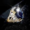 Медное Цветочное Кольцо для Женщин Модное Синее в Форме Глаза Лошади Блестящий Циркон Ювелирное Изделие Подарок на Годовщину