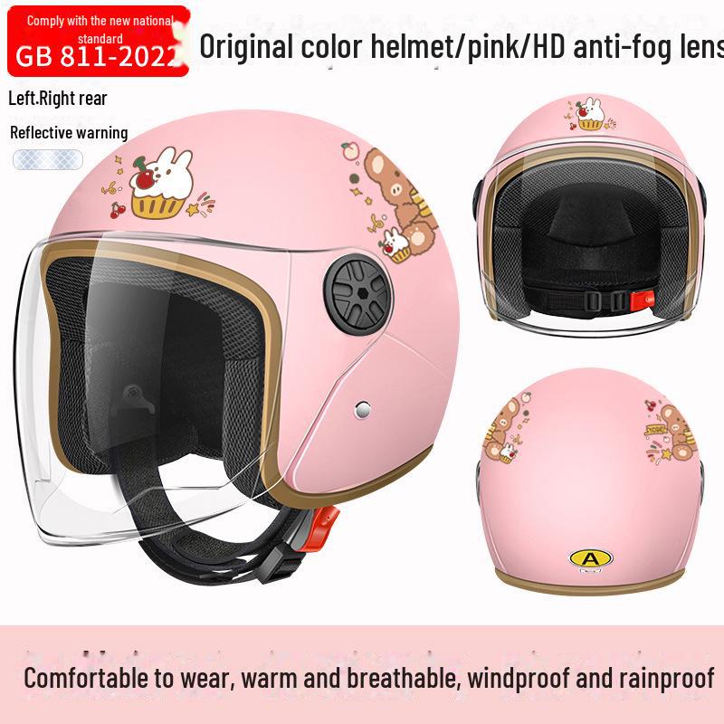 3C Certified Electric Bike & Motorcycle Helmet with Double Windshield - All-Season, Warm Safety Half Helmet