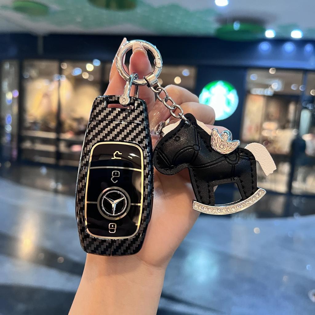 ULA5 Carbon Fiber Key Fob Cover Protector for Mercedes Benz A B C E S CLA CLK CLS GLA GLC GLE GLK SLK AMG Series Keyless Accessories