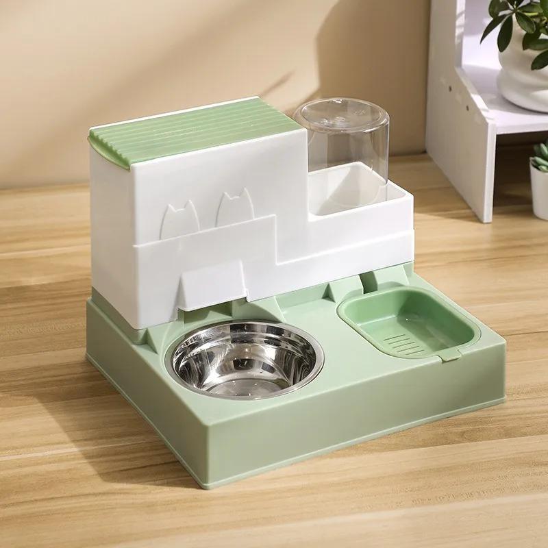 Cat Bowl Double Bowl Automatic Drinking Automatic Feeder Cat Food Bowl Dog Food Bowl Drinking All-in-One Cat Food Bowl