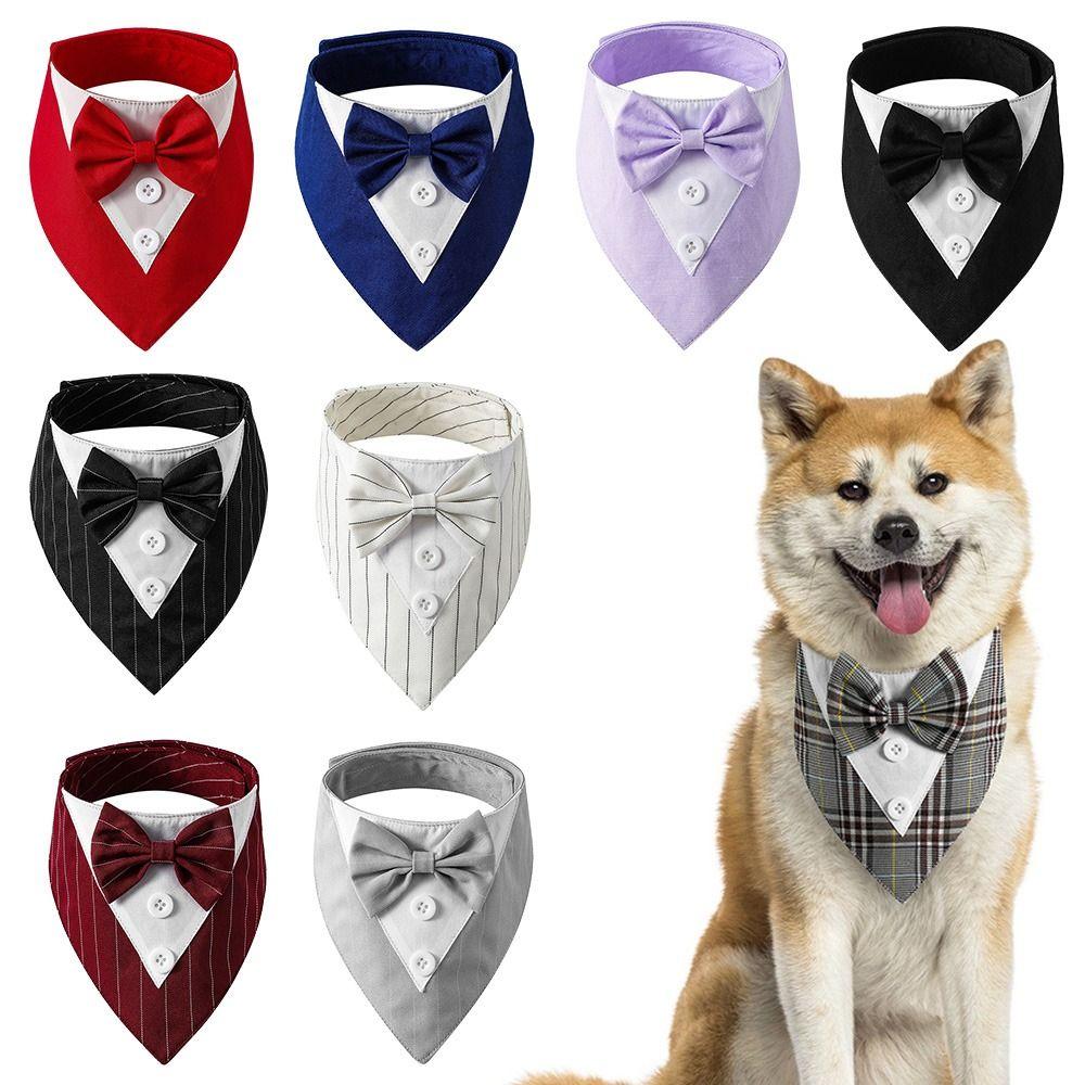 Lovely Adjustable Pet Accessories Bow Tie Collar Pet Saliva Towel Formal Tie Dog Necktie