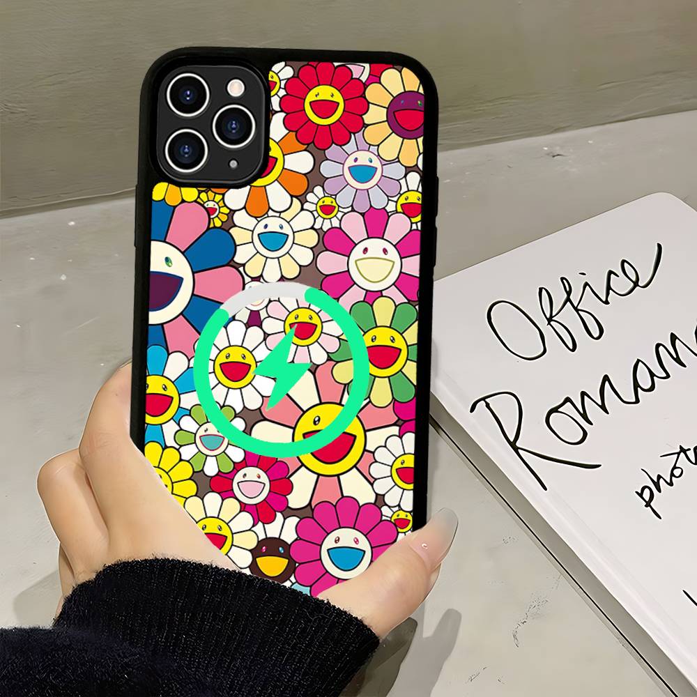 Чехол для телефона T-Takashi Flower M-Murakami Для Magsafe Магнитный Беспроводной Для IPhone 16 15 14 13 12 11 17 Pro Max Plus