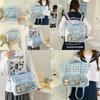 Cinnamoroll School Bag Blue Cartoon And Geometric Pattern For Daily Commuting