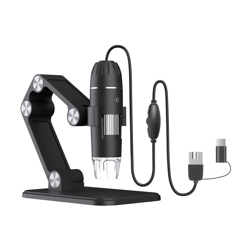 Цифровой USB-микроскоп 1600X 3 в 1 Портативный электронный микроскоп для пайки Светодиодная лупа Тип-C Лупа