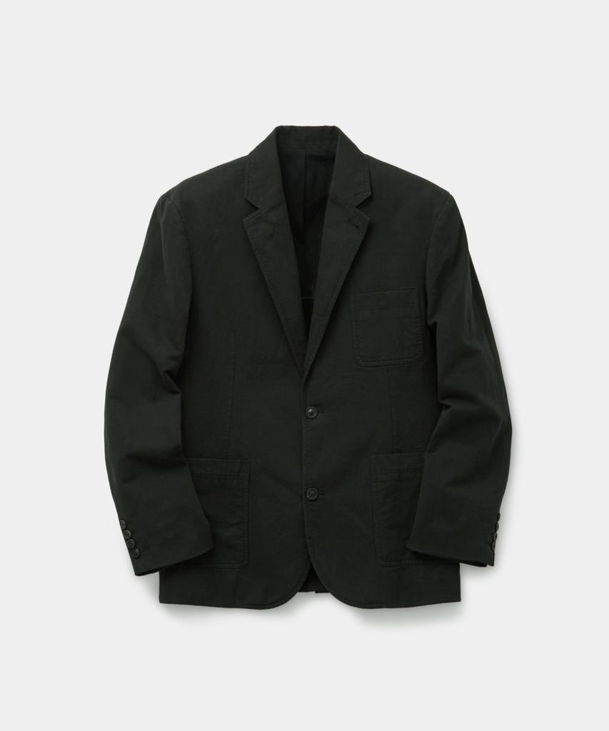 Coor Washed Linen Blend Two-Button Blazer (Black)
