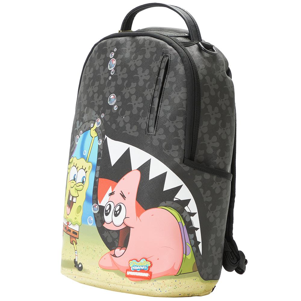 Sprayground X Коллаборация Губка Боб Логотип Акулы Принт Пасть Акулы Граффити Американский Повседневный Рюкзак из ПВХ Унисекс Рюкзак W1115724
