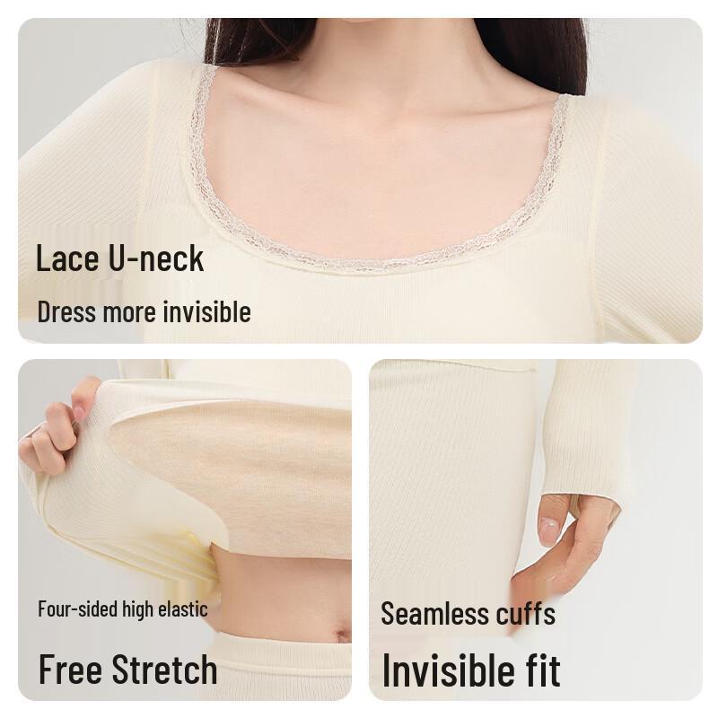 Ordifen Women's Wool Silk Thermal Shirt with Chest Pads