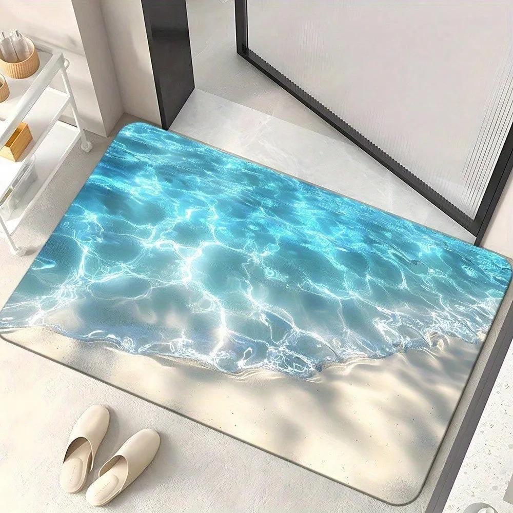 Креативный коврик 3D-иллюзия прозрачная вода океана пляжный узор резиновый напольный коврик влаговпитывающий, нескользящий входная дверь ванная комната