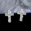 Fashion High-level Sense of Shiny Rhinestone Earrings Female Cross Small Earrings Simple Versatile Rhinestone Earrings Earrings Jewelry