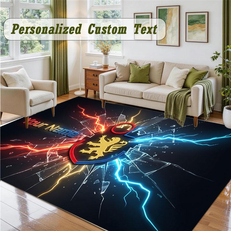 Crystal Velvet Square Rug Custom NameLyon FC Pattern Non Slip Home Floor Decor Rug