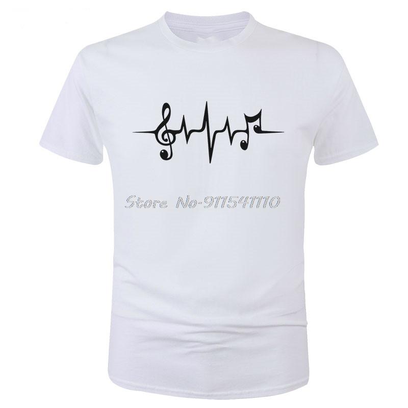 Музыка Пульс Сердцебиение Ноты Ключ Частота Волна Звук Футболка для Фестиваля Мужская Летняя Мода Топы Крутая Футболка Хлопковая Футболка