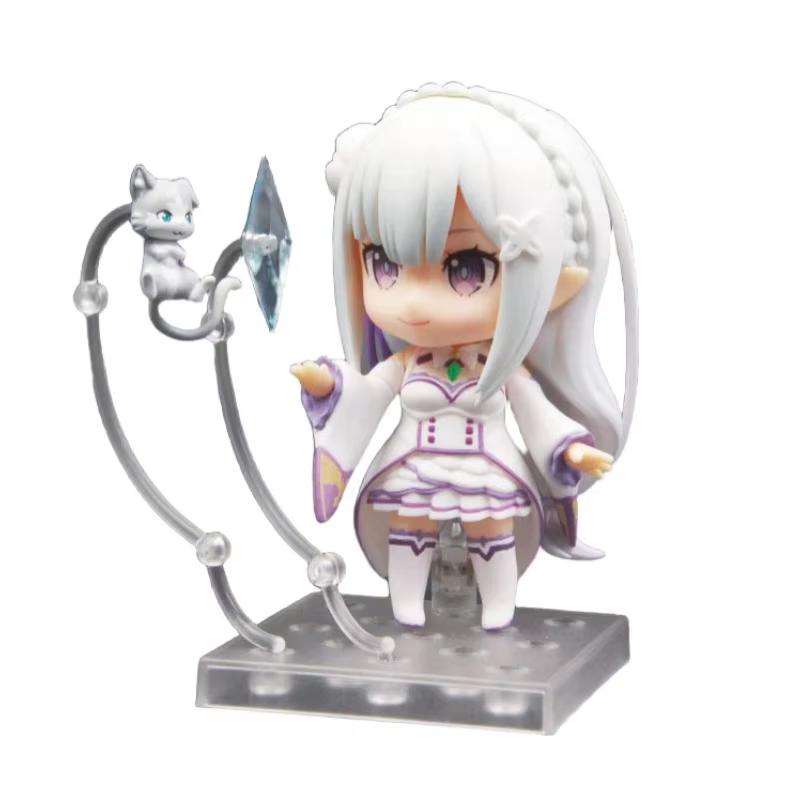 Нендороид Re Zero Эмилия 751 Q Версия Подвижная Аниме Фигурка Сменные Лица Милая Коллекционная Кукла Украшение для Рабочего Стола Подарок С Худи
