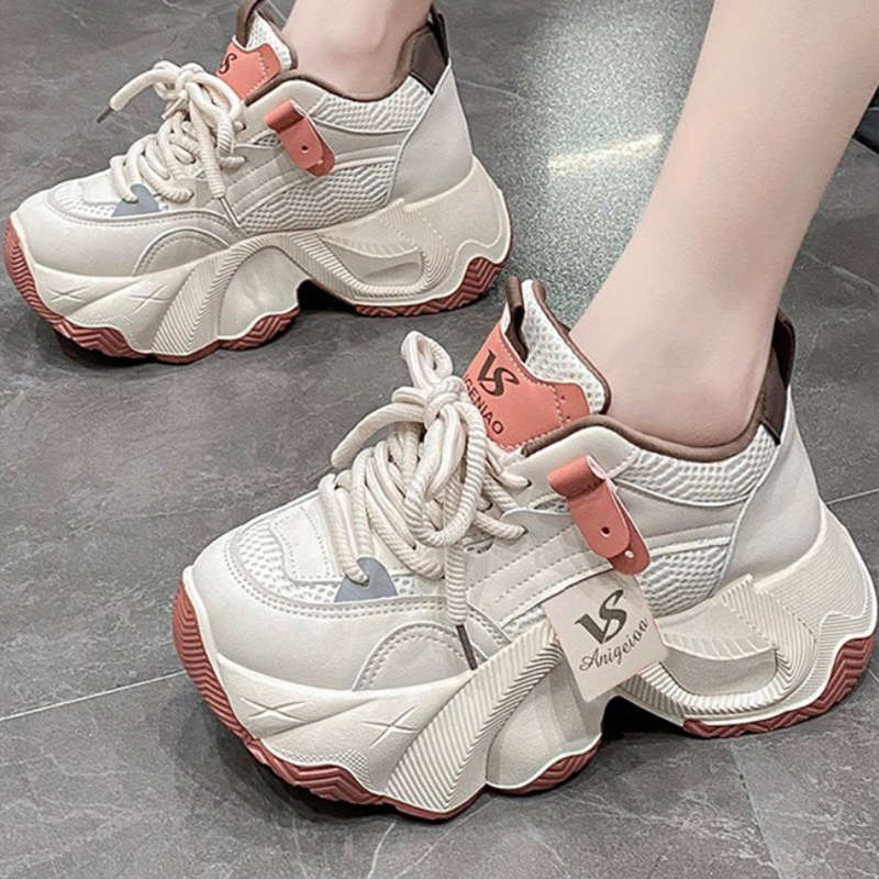 Dad Shoes Girl 2025 New Autumn Breathable Mesh Platform Muffin Shoes Versatile Small Inner Height Increasing Women's Shoes