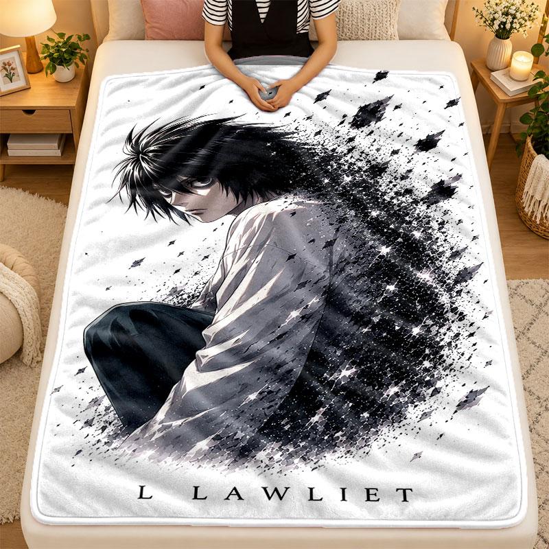 Flannel BlanketDeath Note Warm Soft Throw Blanket for Indoor Sofa Bed Living Room Use