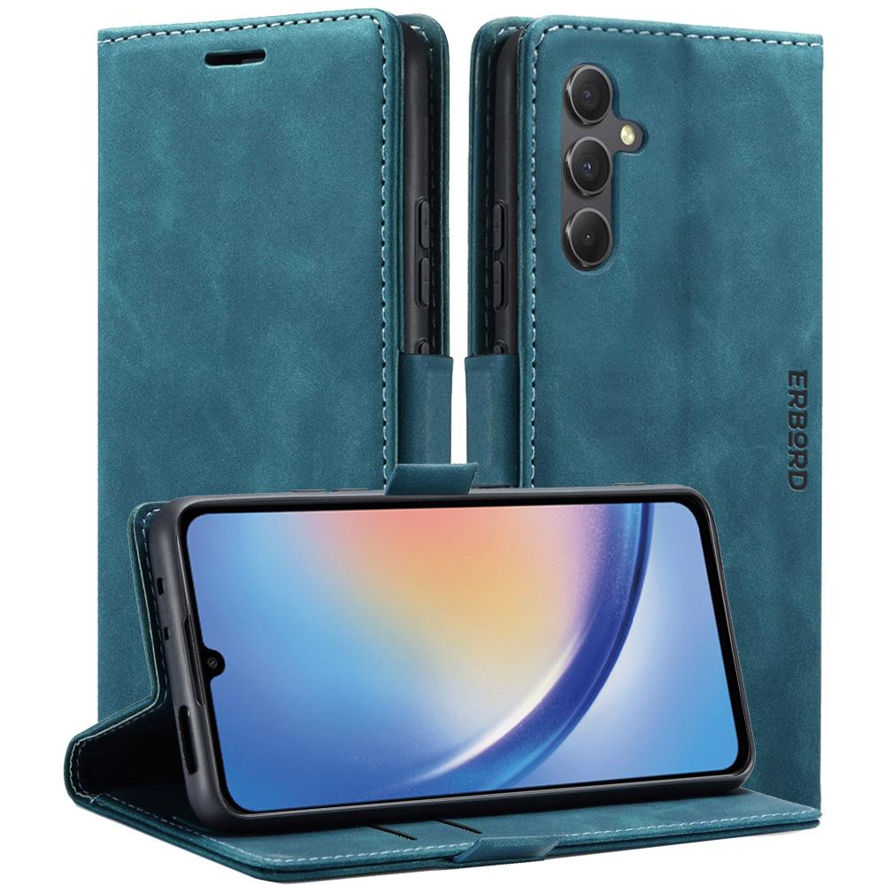 Samsung Galaxy A35 5G Case, ERBORD Vintage Wallet with Flip, Blue