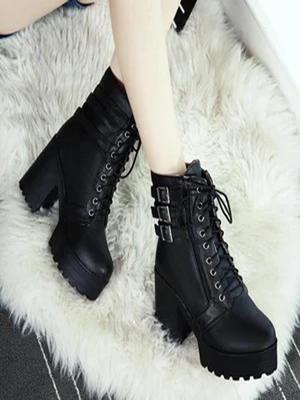 Shoetopia Женские короткие ботильоны на массивном каблуке с нескользящей подошвой, удобные модные ботильоны на щиколотку | Мягкая амортизирующая подошва | Для повседневной носки, вечеринок и зимы