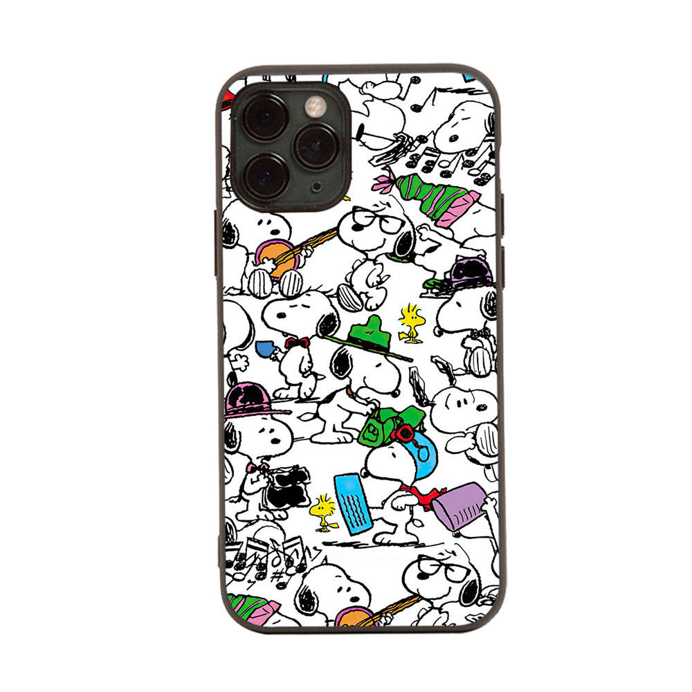 SM11 Lovely Snoopy Black Sofe Case for Samsung Note 20 Lite S24 Ultra S23 A03 A05 A06 A11 A71 A15 A16 A13 A24 A25 A33 A52 A53 A50 M55 M35 Plus