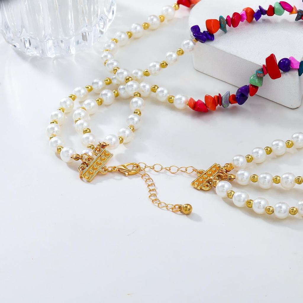 Крупное ожерелье в стиле бохо с имитацией жемчуга и бирюзы в форме сердца