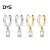 1 Pair Drop Earrings Geometric Cubic Zirconia Polished Metal Lightweight Huggie Earrings Smooth Surface Earrings for Daily Wear Party Dating