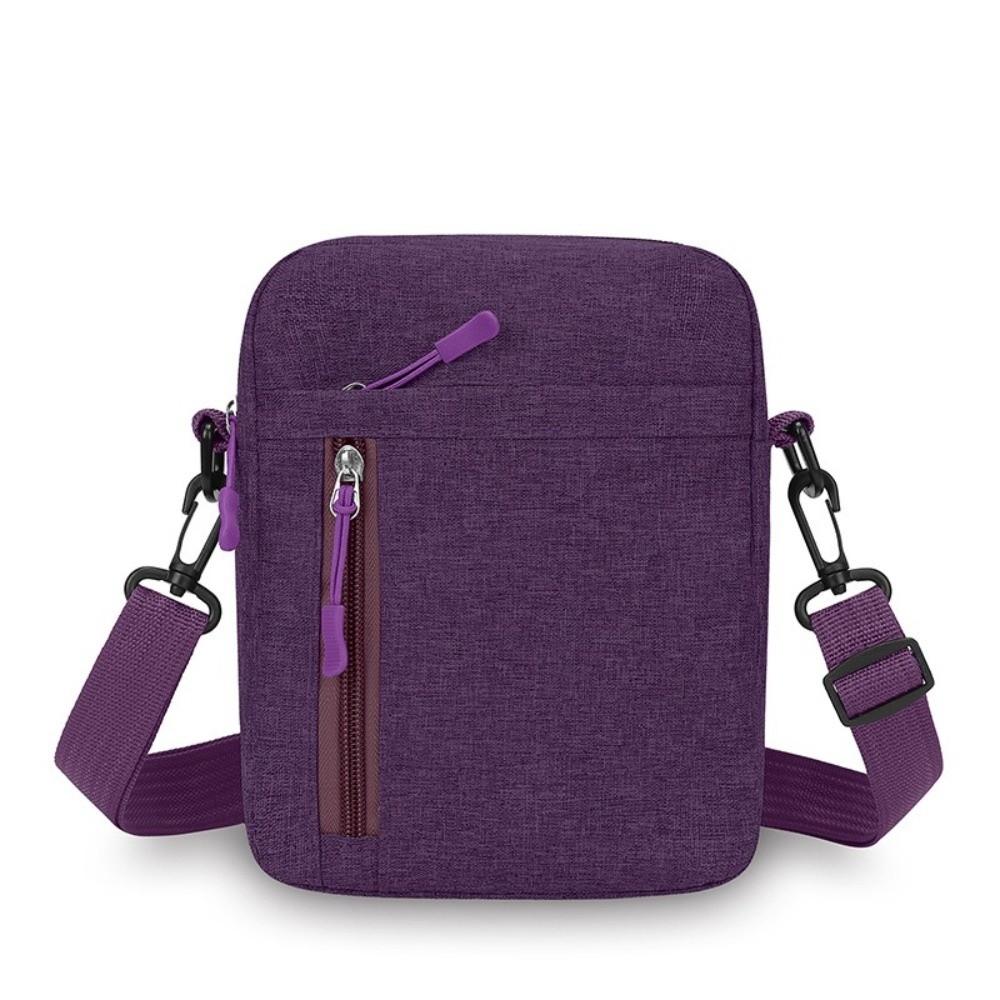 Fashion Nylon Men Shoulder Bag Multi-pocket Lightweight Crossbody Bag with Zipper Solid Color Travel Phone Bag