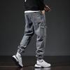 Мужские брюки-карго, свободные однотонные брюки с несколькими карманами, эластичные брюки со средней талией в стиле ретро, ​​мягкая дышащая уличная одежда больших размеров, мужские брюки больших размеров
