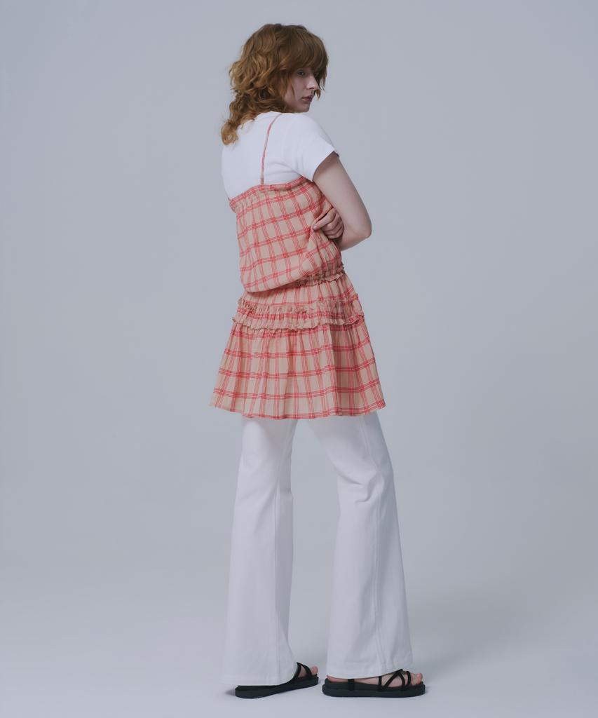 War For Woman Whd-02 Check Shirred Dress_Red