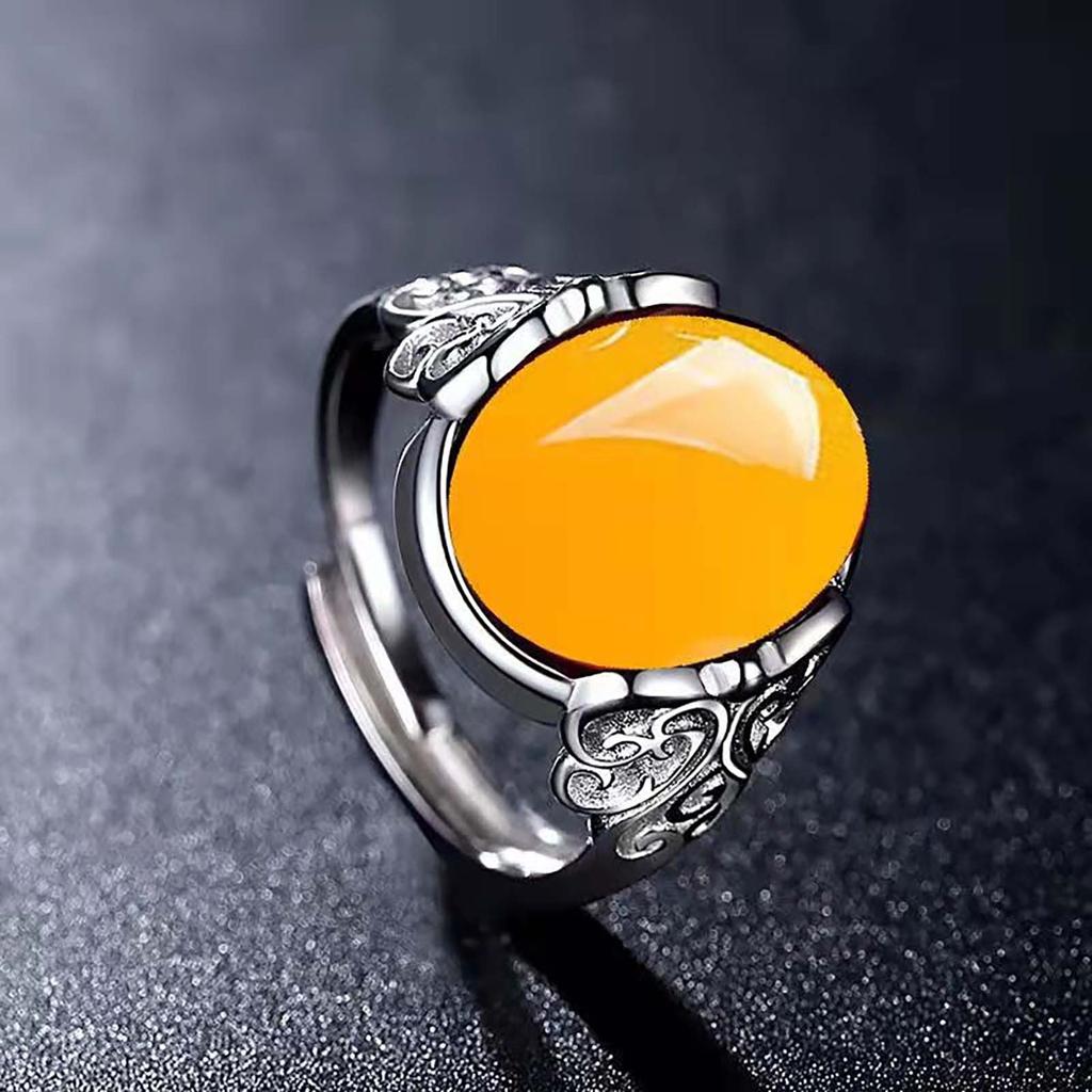 Зеленый агат, халцедон, старинное открытое кольцо, полое женское регулируемое кольцо-бабочка