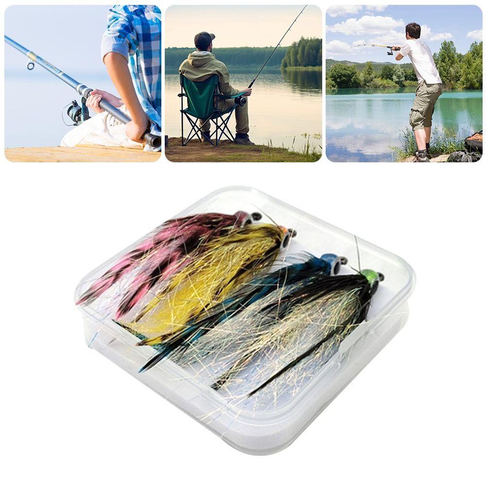 4pcs Lifelike Baitfish Streamer Fly Grizzly Saddle Hackle Minnow Fly Pike Trout Bass Steelhead