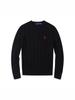 Baoluo Original Little Horse Men's Sweater - Autumn/Winter Cable Knit, Round Neck, Embroidered, Pure Cotton Knitwear
