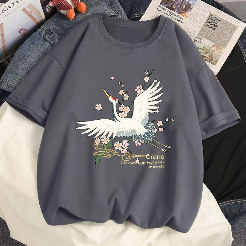 2024 Девушка Женщины Мультфильм Футболка Милые Футболки Хлопок Короткий Рукав Принт Топы