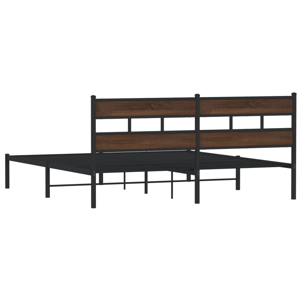 Bed Frame without Mattress with Headboard Brown Oak Finish 183 x 213 cm