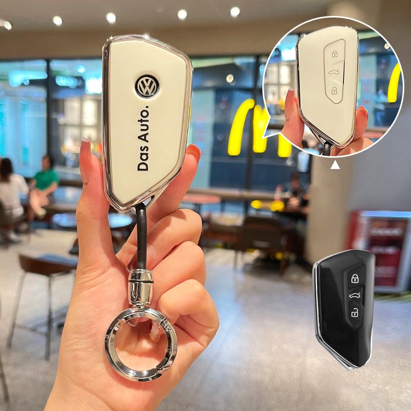 Valve Stems Caps 3 Buttons TPU Car Smart Remote Key Ase Cover Protector Holder Shell For VW Volkswagen Golf 8 MK8 Leon Keychain RB6