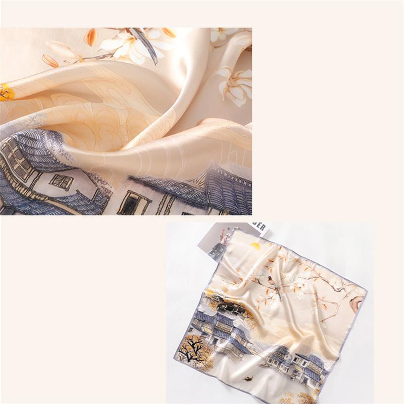 68*68cm 100% Mulberry Silk Scarf Luxury Printed Square Shawl Elegant Lightweight Soft Fashion Accessory Premium Gift for Women Chic