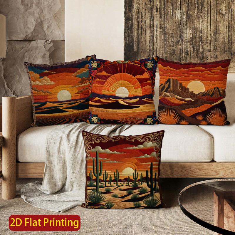 D Southwestern Desert Sunset Boho Pillow Covers Pattern Cushion Cover Suitable For Sofa Bedroom Car Pillow Cover