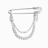 Korean Geometric Chain Pin Brooch - Trendy Unisex Metal Suit Accessory