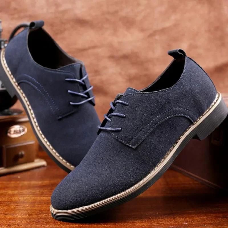 Fashion Men Dress Shoes Fashion Oxford Leather Shoes Comfortable Shoes For Mens Sneakers Large Size Suede Flat Footwear Chaussure Homme