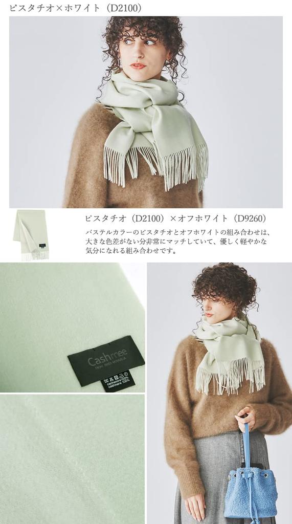 Supreme Quality Cashmere Reversible Cashmere Scarf Fine Count Elegant Women Men Unisex X White [Cashmee] Rv30-26s 100% (Pistachio (D2100))