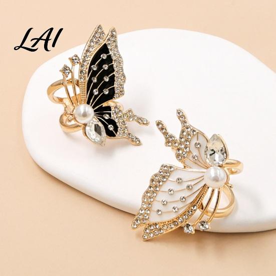Scarf Holder Rhinestone Butterfly Ring Elegant Slide Sparkling Clip Ring for Women Silk Scarves Shawls Shirts Neckerchiefs