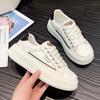Women Vulcanized Shoes  Spring New Fashion Thick Soled Toe Lace Up Color Matching Versatile Casual Sports Shoes