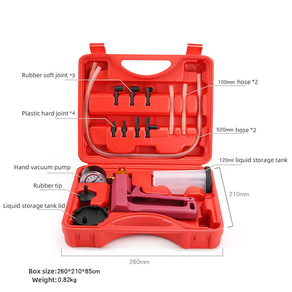 Набор для прокачки тормозов с ручным вакуумным насосом с манометром, адаптер, набор для прокачки тормозной жидкости для велосипеда, автомобиля, грузовика
