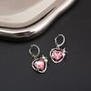 Pink Peach Heart Drop Pendant Earrings For Women Girl Sweet Cool Aesthe