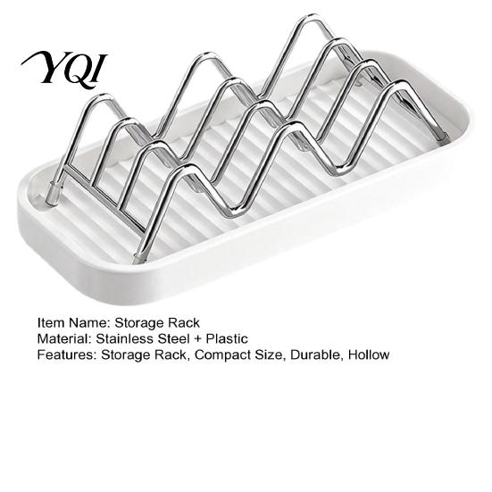 Kitchen Sink Soap Rack 3-Compartment Storage Rack, Stainless Steel Holder with Removable Saver for Shower Water Tray, Hollow Tilt Design Organizer